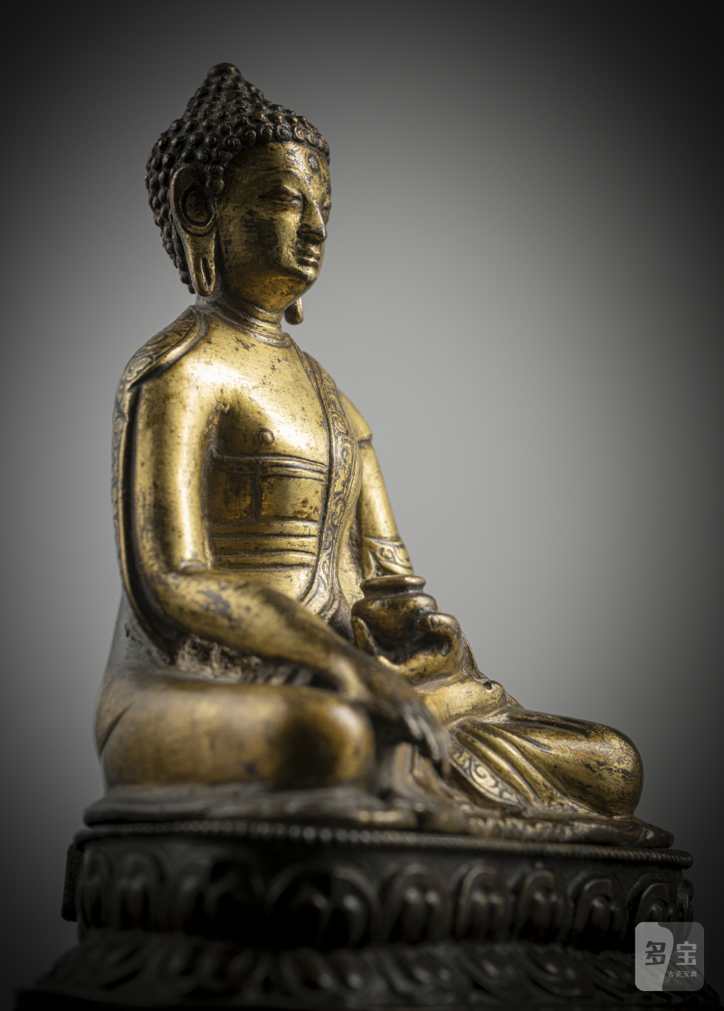 A GILT-COPPER FIGURE OF BUDDHA SHAKYAMUNI - 图5